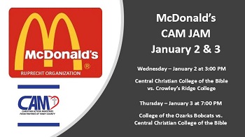 Promo with details of games and McDonalds and CAM logos