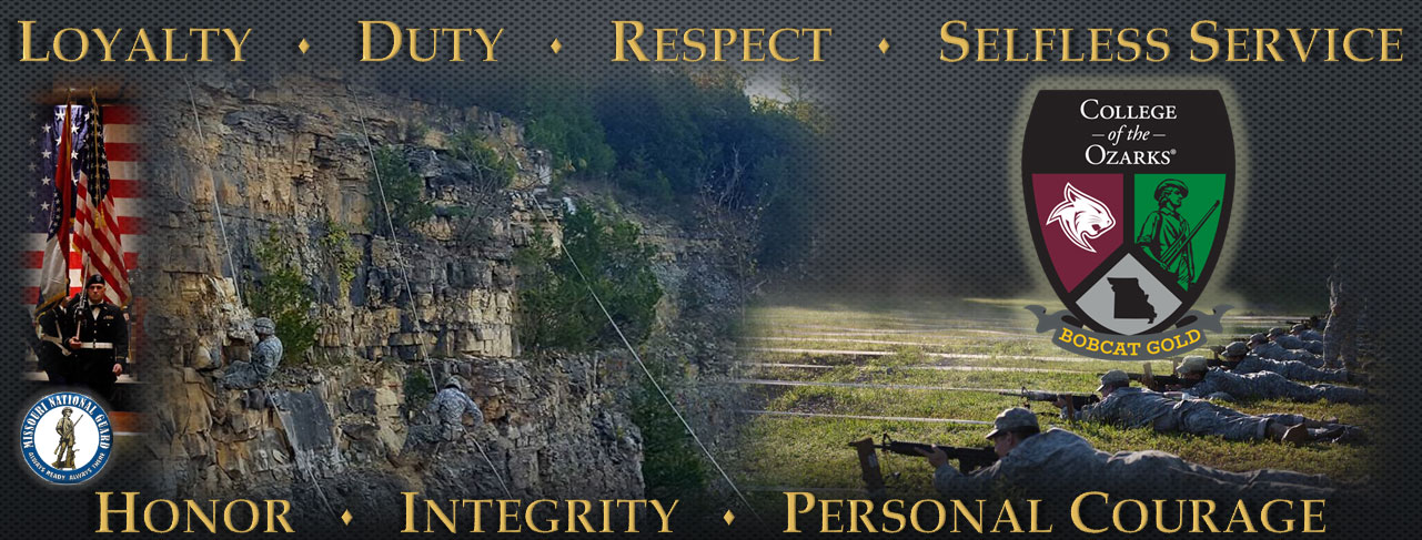 Banner collage of military science scenes with GOLD program students