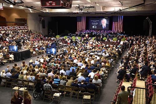 Crowd shot of Steve Forbes convocation