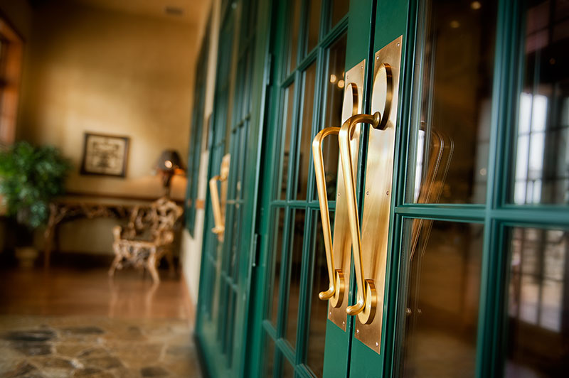 Doors to The Keeter Center, a restaurant and hotel in Branson
