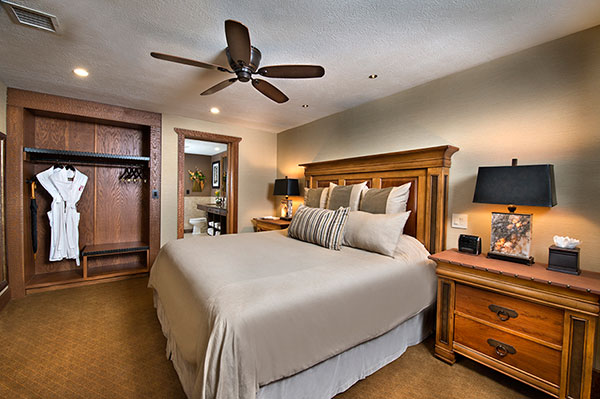 Luxury master bedroom at the Presidential Suite at the hotel at The Keeter Center